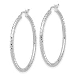 Load image into Gallery viewer, 10K White Gold Round Diamond Cut Hoop Earrings 35mm x 2mm
