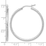 Load image into Gallery viewer, 10K White Gold Round Diamond Cut Hoop Earrings 35mm x 2mm
