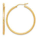 Indlæs billede til gallerivisning 10K Yellow Gold Round Diamond Cut Hoop Earrings 35mm x 2mm
