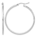 Lade das Bild in den Galerie-Viewer, 10K White Gold Round Diamond Cut Hoop Earrings 40mm x 2mm
