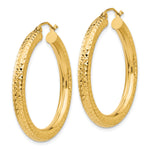Indlæs billede til gallerivisning 10K Yellow Gold Round Diamond Cut Hoop Earrings 35mm x 4mm
