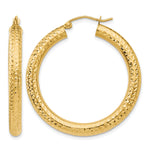 Indlæs billede til gallerivisning 10K Yellow Gold Round Diamond Cut Hoop Earrings 35mm x 4mm

