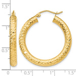 이미지를 갤러리 뷰어에 로드 , 10K Yellow Gold Round Diamond Cut Hoop Earrings 30mm x 4mm
