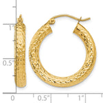 Indlæs billede til gallerivisning 10K Yellow Gold Round Diamond Cut Hoop Earrings 25mm x 4mm

