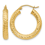 Indlæs billede til gallerivisning 10K Yellow Gold Round Diamond Cut Hoop Earrings 25mm x 4mm
