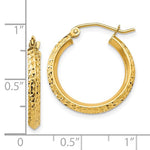 Load image into Gallery viewer, 10K Yellow Gold Round Diamond Cut Knife Edge Hoop Earrings 20mm x 2.5mm
