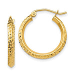 Load image into Gallery viewer, 10K Yellow Gold Round Diamond Cut Knife Edge Hoop Earrings 20mm x 2.5mm
