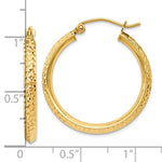 Load image into Gallery viewer, 10K Yellow Gold Round Diamond Cut Knife Edge Hoop Earrings 25mm x 2.5mm

