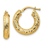Load image into Gallery viewer, 10K Yellow Gold Round Diamond Cut Hoop Earrings 18mm x 4mm
