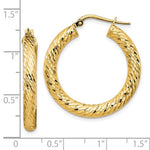 Load image into Gallery viewer, 10K Yellow Gold Round Diamond Cut Hoop Earrings 28mm x 4mm
