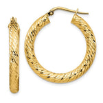 Load image into Gallery viewer, 10K Yellow Gold Round Diamond Cut Hoop Earrings 28mm x 4mm
