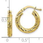 Cargar imagen en el visor de la galería, 10K Yellow Gold Round Diamond Cut Hoop Earrings 16mm x 3mm
