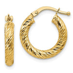 Cargar imagen en el visor de la galería, 10K Yellow Gold Round Diamond Cut Hoop Earrings 16mm x 3mm
