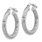 Cargar imagen en el visor de la galería, 10K White Gold Round Diamond Cut Hoop Earrings 22mm x 3mm
