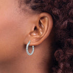 Cargar imagen en el visor de la galería, 10K White Gold Round Diamond Cut Hoop Earrings 22mm x 3mm
