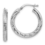 Cargar imagen en el visor de la galería, 10K White Gold Round Diamond Cut Hoop Earrings 22mm x 3mm
