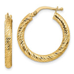 Load image into Gallery viewer, 10K Yellow Gold Round Diamond Cut Hoop Earrings 22mm x 3mm Approx. 1.63g

