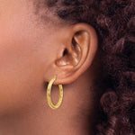 Load image into Gallery viewer, 10K Yellow Gold Round Diamond Cut Hoop Earrings 28mm x 3mm
