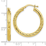Load image into Gallery viewer, 10K Yellow Gold Round Diamond Cut Hoop Earrings 28mm x 3mm
