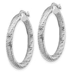 Indlæs billede til gallerivisning 10K White Gold Round Diamond Cut Hoop Earrings 28mm x 3mm
