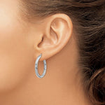 Indlæs billede til gallerivisning 10K White Gold Round Diamond Cut Hoop Earrings 28mm x 3mm
