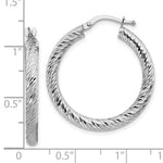 Indlæs billede til gallerivisning 10K White Gold Round Diamond Cut Hoop Earrings 28mm x 3mm
