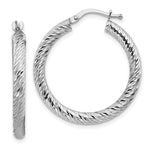 Indlæs billede til gallerivisning 10K White Gold Round Diamond Cut Hoop Earrings 28mm x 3mm
