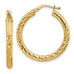 Load image into Gallery viewer, 10K Yellow Gold Round Diamond Cut Hoop Earrings 28mm x 3mm
