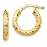 Load image into Gallery viewer, 10K Yellow Gold Round Diamond Cut Hoop Earrings 10mm x 3mm
