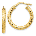 Carica l'immagine nel visualizzatore di Gallery, 10K Yellow Gold Round Diamond Cut Hoop Earrings 22mm x 3mm Approx. 1.77g
