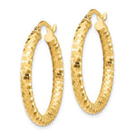 Load image into Gallery viewer, 10K Yellow Gold Round Diamond Cut Hoop Earrings 27mm x 3mm
