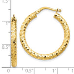 Load image into Gallery viewer, 10K Yellow Gold Round Diamond Cut Hoop Earrings 27mm x 3mm
