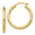 Load image into Gallery viewer, 10K Yellow Gold Round Diamond Cut Hoop Earrings 27mm x 3mm
