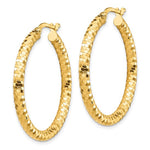 Indlæs billede til gallerivisning 10K Yellow Gold Round Diamond Cut Hoop Earrings 32mm x 3mm
