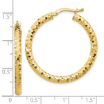Indlæs billede til gallerivisning 10K Yellow Gold Round Diamond Cut Hoop Earrings 32mm x 3mm
