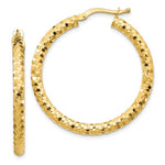 Indlæs billede til gallerivisning 10K Yellow Gold Round Diamond Cut Hoop Earrings 32mm x 3mm
