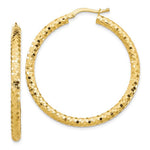 Carica l'immagine nel visualizzatore di Gallery, 10K Yellow Gold Round Diamond Cut Hoop Earrings 38mm x 3mm
