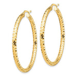 Load image into Gallery viewer, 10K Yellow Gold Round Diamond Cut Hoop Earrings 35mm x 3mm

