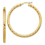Load image into Gallery viewer, 10K Yellow Gold Round Diamond Cut Hoop Earrings 35mm x 3mm
