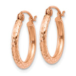 Indlæs billede til gallerivisning 10K Rose Gold Round Lightweight Diamond Cut Hoop Earrings 15mm x 2mm
