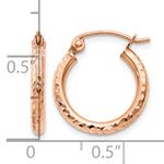 Indlæs billede til gallerivisning 10K Rose Gold Round Lightweight Diamond Cut Hoop Earrings 15mm x 2mm
