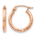 Indlæs billede til gallerivisning 10K Rose Gold Round Lightweight Diamond Cut Hoop Earrings 15mm x 2mm
