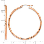 Indlæs billede til gallerivisning 10K Rose Gold Round Lightweight Large Diamond Cut Diamond Cut Hoop Earrings 40mm x 2mm
