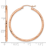 Carica l'immagine nel visualizzatore di Gallery, 10K Rose Gold Round Lightweight Large Diamond Cut Diamond Cut Hoop Earrings 35mm x 2mm
