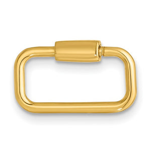 14k Yellow Gold Rectangle Carabiner Lock Clasp Pendant Charm Necklace Bracelet Chain Bail Hanger Enhancer Connector