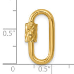 이미지를 갤러리 뷰어에 로드 , 14k Yellow Gold Textured Carabiner Lock Clasp Pendant Charm Necklace Bracelet Chain Bail Hanger Enhancer Connector
