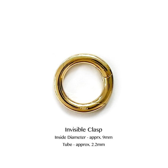 18k Yellow Gold Invisible Round Push Clasp Lock Connector Enhancer Hanger for Pendants Charms Bracelets Anklets Necklaces