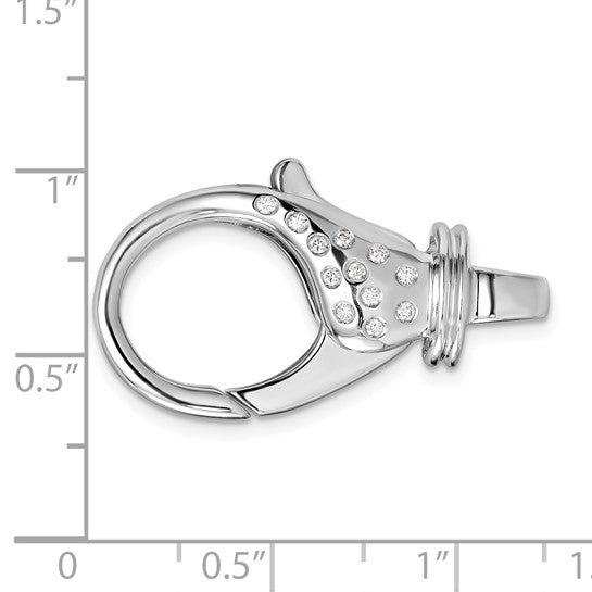 18k White Gold Diamond Large Fancy Lobster Clasp 32mm x 17.2mm