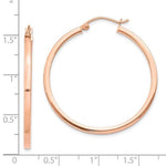 Afbeelding in Gallery-weergave laden, 14K Rose Gold Square Lightweight Classic Tube Hoop Earrings 35mm x 2mm
