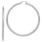 Indlæs billede til gallerivisning 14K White Gold Round Diamond Cut Classic Extra Large Diameter Hoop Earrings 80mm x 4mm
